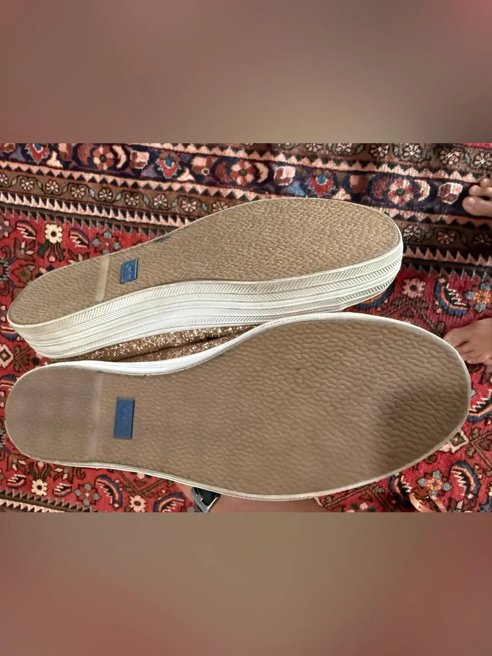 Kate Spade Keds Glitter Low-Top Sneakers in Rose Gold